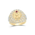 thumbnail image 1 of 10kt Yellow Gold Mens Round Ruby Diamond Scarab Circle Ring 2-5/8 Cttw, 1 of 1