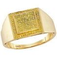 thumbnail image 1 of 10kt Yellow Gold Mens Round Yellow Colored Diamond Square Cluster Ring 1/4 Cttw, 1 of 1