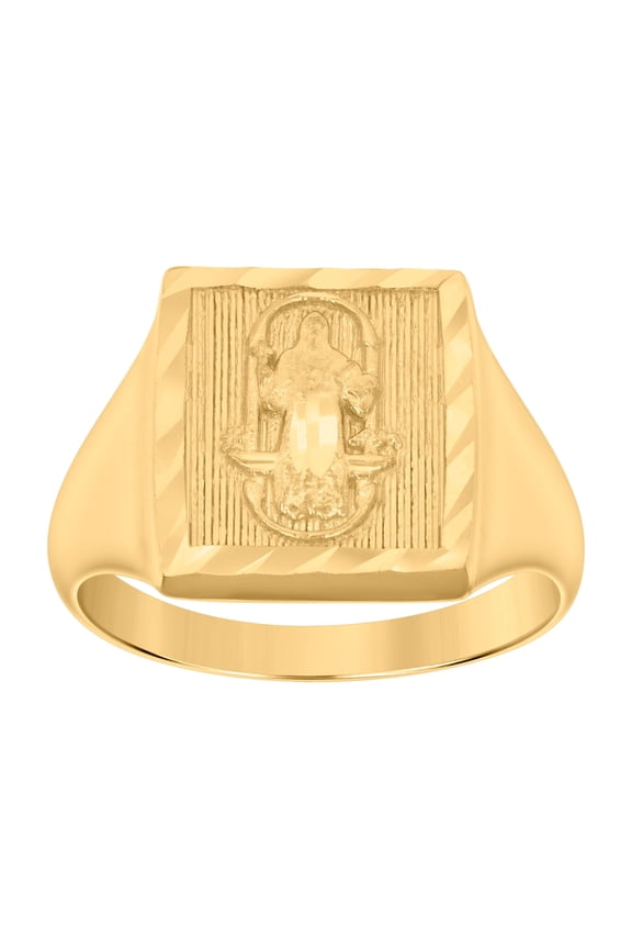 10kt Yellow Gold Mens St. Benedict Religious Ring, Mens Size: 10