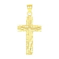 thumbnail image 1 of 10k Yellow Gold Mens Textured Nugget Crucifix Cross Religious Charm Pendant Pendant Necklace for Men, 1 of 3