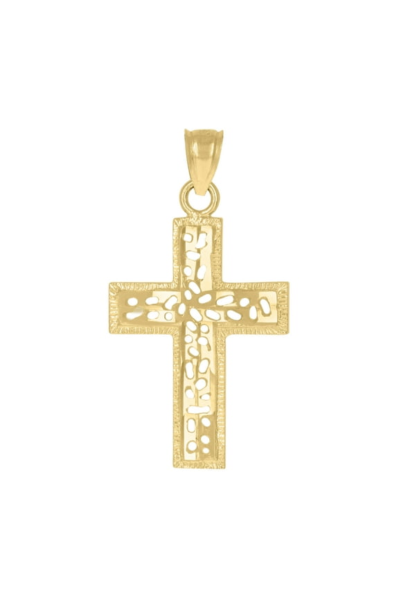 10kt Yellow Gold Mens Women Cut-Out Design Cross Religious Charm Pendant