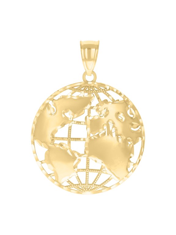 10kt Yellow Gold Mens World Map Charm Pendant