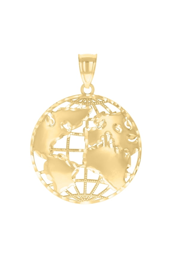 10kt Yellow Gold Mens World Map Charm Pendant