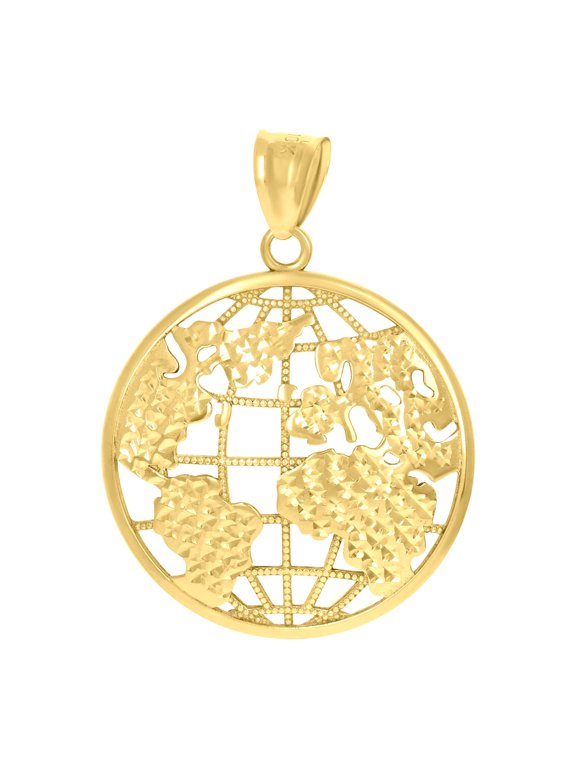 10k 10kt Yellow Gold Mens World Map Globe Maps Charm Pendant for Men