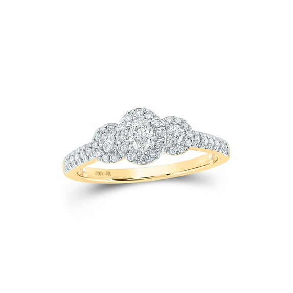 10kt Yellow Gold Oval Diamond 3-stone Bridal Wedding Engagement Ring 1/2 Cttw