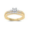 thumbnail image 1 of 10kt Yellow Gold Princess Diamond Bridal Wedding Ring Band Set 1/3 Cttw, 1 of 5