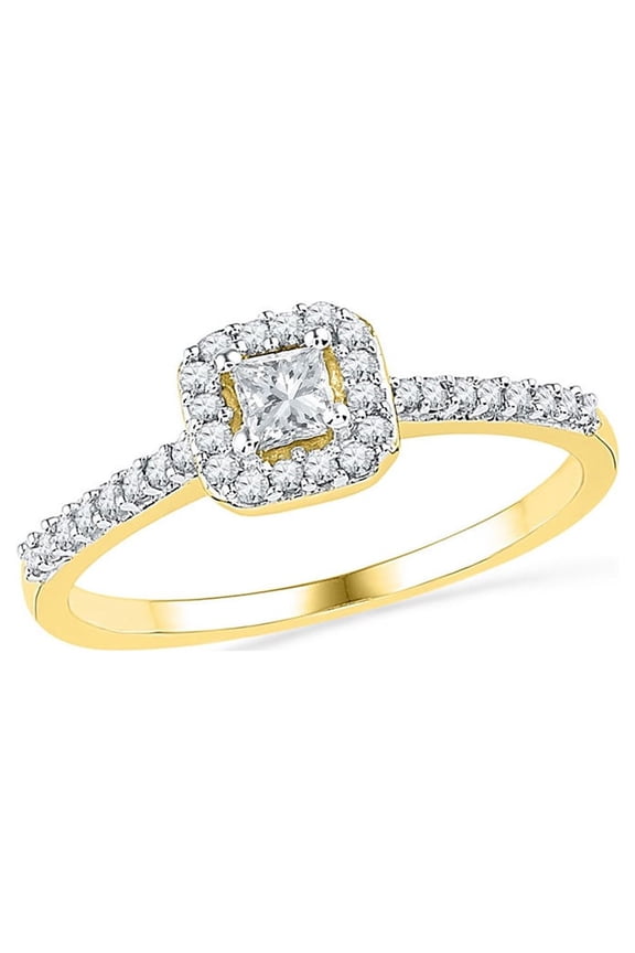 10kt Yellow Gold Princess Diamond Solitaire Bridal Wedding Engagement Ring 1/4 Cttw