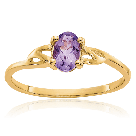 10K Solid Yellow Gold Purple Amethyst Ring Gemstone Band February Birthstone Jewelry