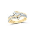 thumbnail image 1 of 10kt Yellow Gold Round Diamond 2-Stone Bridal Wedding Ring Band Set 3/4 Cttw, 1 of 1