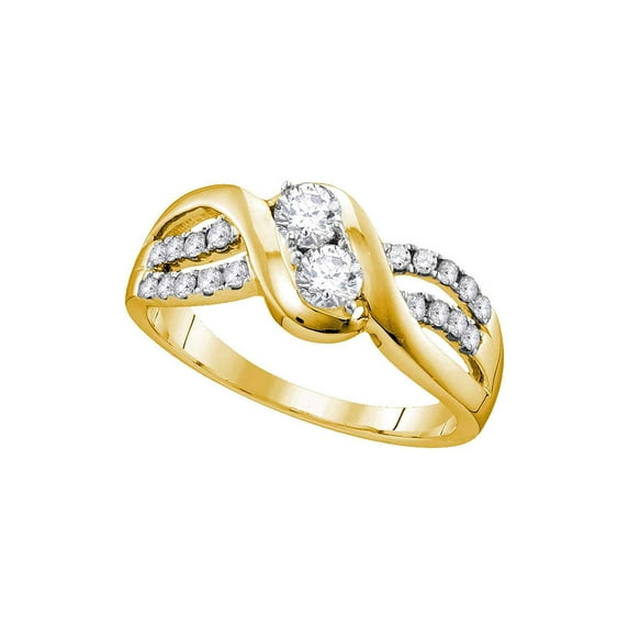 10kt Yellow Gold Round Diamond 2-stone Bridal Wedding Engagement Ring 5/8 Cttw