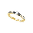 thumbnail image 1 of 10kt Yellow Gold Round Diamond 3-stone Tapered Bridal Wedding Engagement Ring 3/8 Cttw, 1 of 1