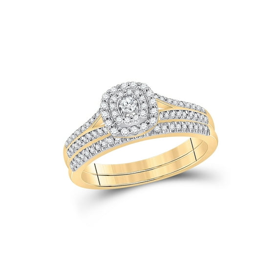 10kt Yellow Gold Round Diamond Bridal Wedding Ring Band Set 1/3 Cttw
