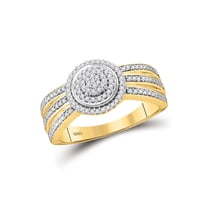 10kt Yellow Gold Round Diamond Cluster Bridal Wedding Engagement Ring 1/5 Cttw