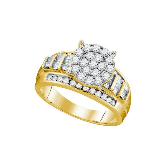 10kt Yellow Gold Round Diamond Cluster Bridal Wedding Engagement Ring 1 Cttw Size 6