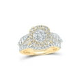 thumbnail image 1 of 10kt Yellow Gold Round Diamond Cluster Bridal Wedding Ring Band Set 1-1/2 Cttw, 1 of 1
