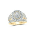 thumbnail image 1 of 10kt Yellow Gold Round Diamond Cluster Bridal Wedding Ring Band Set 1-1/5 Cttw, 1 of 1