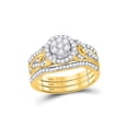 thumbnail image 1 of 10kt Yellow Gold Round Diamond Cluster Bridal Wedding Ring Band Set 1/2 Cttw, 1 of 4