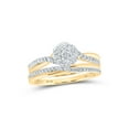 thumbnail image 1 of 10kt Yellow Gold Round Diamond Cluster Bridal Wedding Ring Band Set 1/2 Cttw, 1 of 1