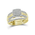 thumbnail image 1 of 10kt Yellow Gold Round Diamond Cluster Bridal Wedding Ring Band Set 3/8 Cttw, 1 of 2