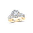 thumbnail image 1 of 10kt Yellow Gold Round Diamond Halo Bridal Wedding Ring Band Set 1 Cttw, 1 of 1