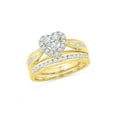 thumbnail image 1 of 10kt Yellow Gold Round Diamond Heart Bridal Wedding Ring Band Set 1/2 Cttw, 1 of 1