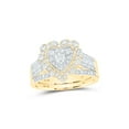 thumbnail image 1 of 10kt Yellow Gold Round Diamond Heart Bridal Wedding Ring Band Set 7/8 Cttw, 1 of 1