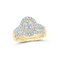 thumbnail image 1 of 10kt Yellow Gold Round Diamond Oval Bridal Wedding Ring Band Set 1 Cttw, 1 of 1