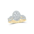 thumbnail image 1 of 10kt Yellow Gold Round Diamond Oval Cluster Bridal Wedding Ring Band Set 1-1/2 Cttw, 1 of 1