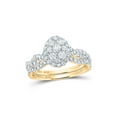 thumbnail image 1 of 10kt Yellow Gold Round Diamond Oval Cluster Bridal Wedding Ring Band Set 1 Cttw, 1 of 1