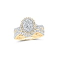 thumbnail image 1 of 10kt Yellow Gold Round Diamond Oval Cluster Bridal Wedding Ring Band Set 1 Cttw, 1 of 1