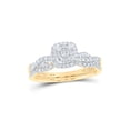 thumbnail image 1 of 10kt Yellow Gold Round Diamond Square Bridal Wedding Ring Band Set 1/2 Cttw, 1 of 1