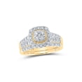 thumbnail image 1 of 10kt Yellow Gold Round Diamond Square Bridal Wedding Ring Band Set 2 Cttw, 1 of 1