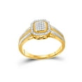 thumbnail image 1 of 10kt Yellow Gold Round Diamond Square Cluster Bridal Wedding Engagement Ring 1/10 Cttw, 1 of 2