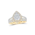 thumbnail image 1 of 10kt Yellow Gold Round Diamond Teardrop Bridal Wedding Ring Band Set 1 Cttw, 1 of 1