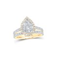 thumbnail image 1 of 10kt Yellow Gold Round Diamond Teardrop Bridal Wedding Ring Band Set 1 Cttw, 1 of 1