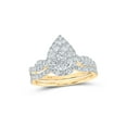 thumbnail image 1 of 10kt Yellow Gold Round Diamond Teardrop Bridal Wedding Ring Band Set 1 Cttw, 1 of 1