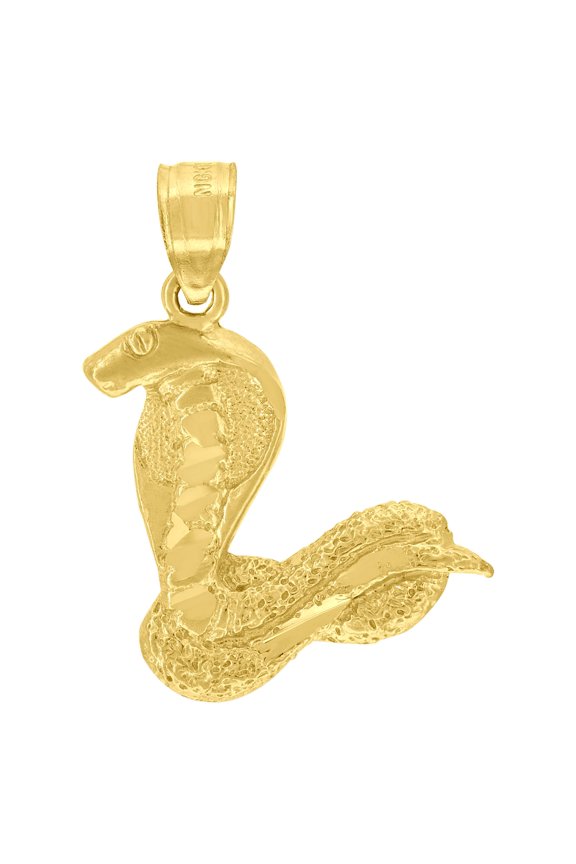 10kt Yellow Gold Textured Unisex Snake Animal Charm Pendant