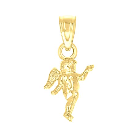 10k Yellow Gold Unisex Angel Religious Charm Pendant for Men Women