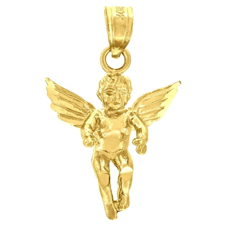 10k Yellow Gold Unisex Angel Religious Charm Pendant for Men Women