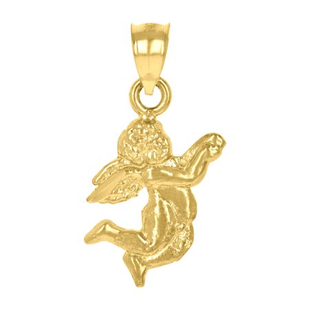 10k Yellow Gold Unisex Angel Religious Charm Pendant for Men Women