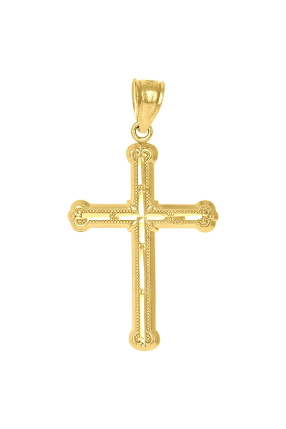 10k Yellow Gold Unisex Cross Religious Charm Pendant for Men Women