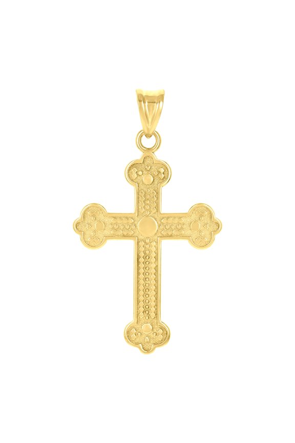 10k Yellow Gold Unisex Cross Religious Charm Pendant Pendant Necklace for Men Women