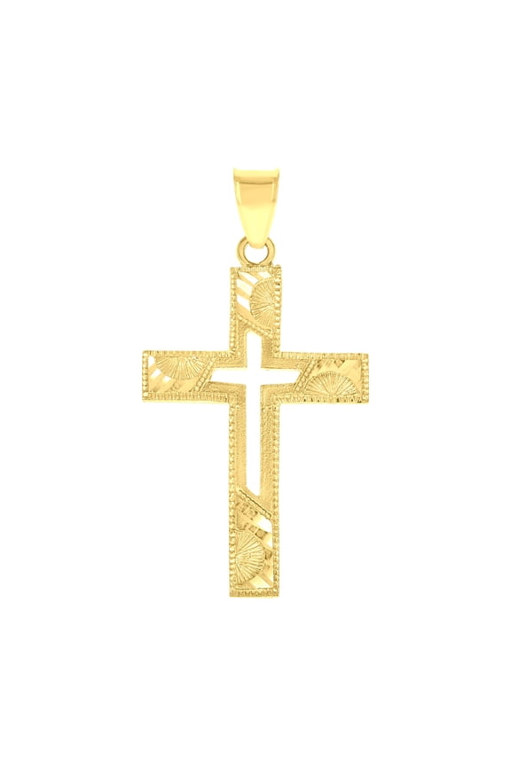 10k Yellow Gold Unisex Cross Religious Charm Pendant for Men Women