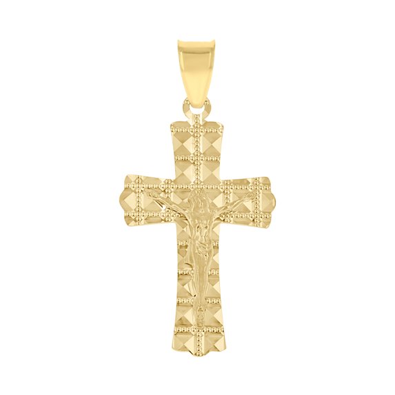 10kt Yellow Gold Unisex Crucifix Cross Religious Pendant 1.3 Grams