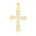 thumbnail image 1 of 10k Yellow Gold Unisex Cubic Zirconia Cubic-zirconia Cross Religious Charm Pendant Pendant Necklace for Men Women, 1 of 3