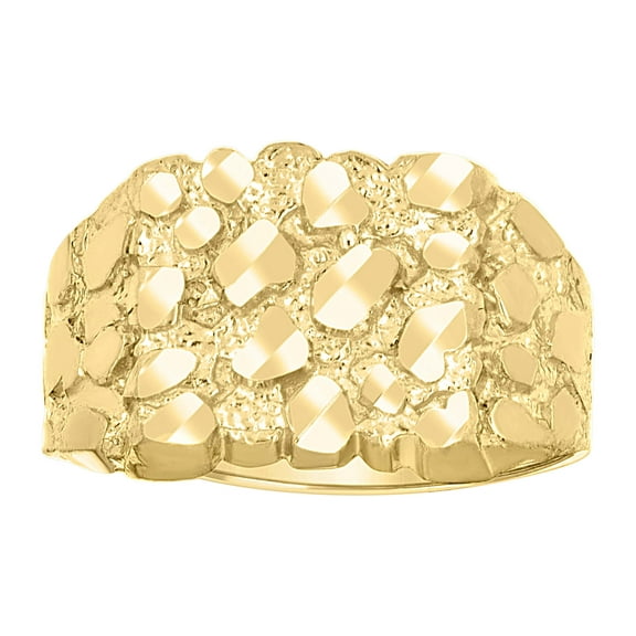 10kt Yellow Gold Unisex Diamond-cut Nugget Fashion Bridal Anniversary Wedding Engagement Band Ring Size 10