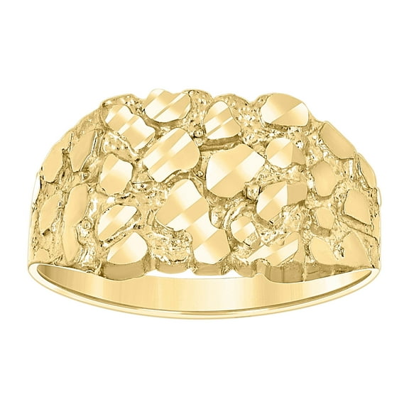 10kt Yellow Gold Unisex Diamond-cut Nugget Fashion Bridal Anniversary Wedding Engagement Band Ring Size 5