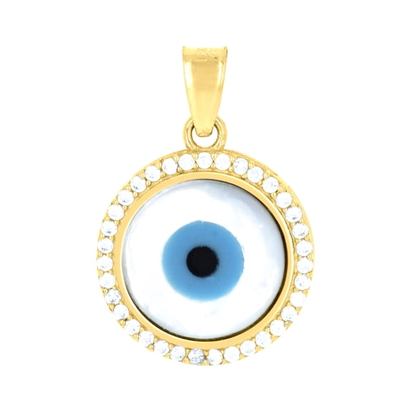 10k Yellow Gold Unisex Evil Eye Good Luck Charm Pendant for Men Women