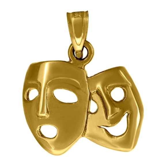 10k Yellow Gold Unisex Face Masks Charm Pendant for Men Women