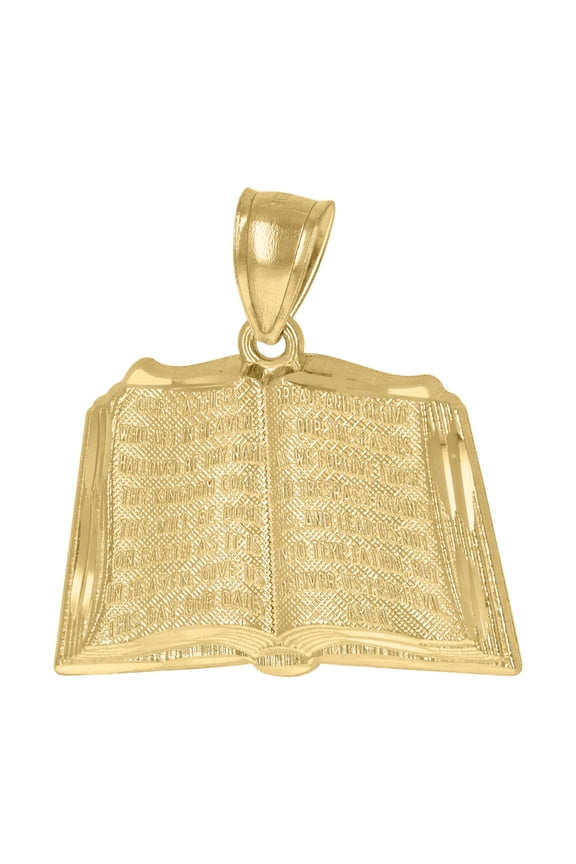 10k Yellow Gold Unisex Holy Bible Holy Book Symbol Religious Charm Pendant for Men Women